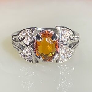 Crystal Ring Silver Tone Size 7